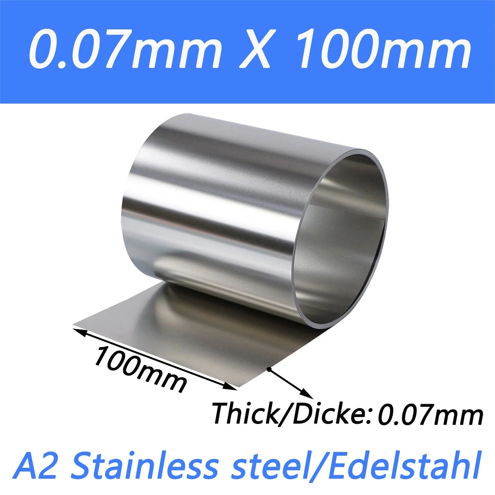 Stainless Steel 304 Thin Foil Strip Sheet | 0.01–1.0mm Thick, 10–400mm Wide