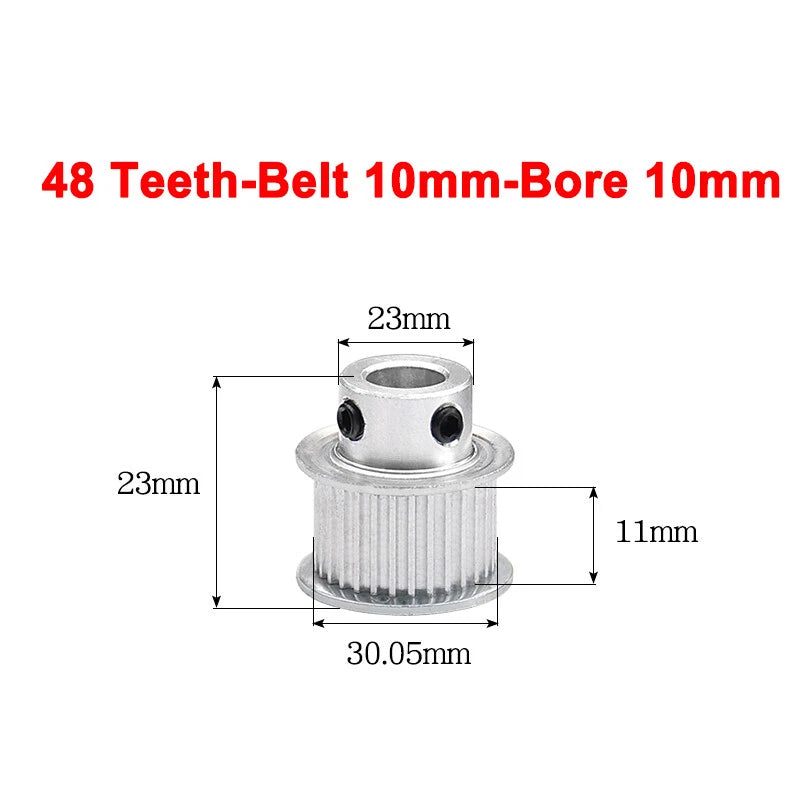 2GT Drive Pulley With Step 16 Tooth - 100 Tooth Bore 4mm - 25mm for 10mm Belt
