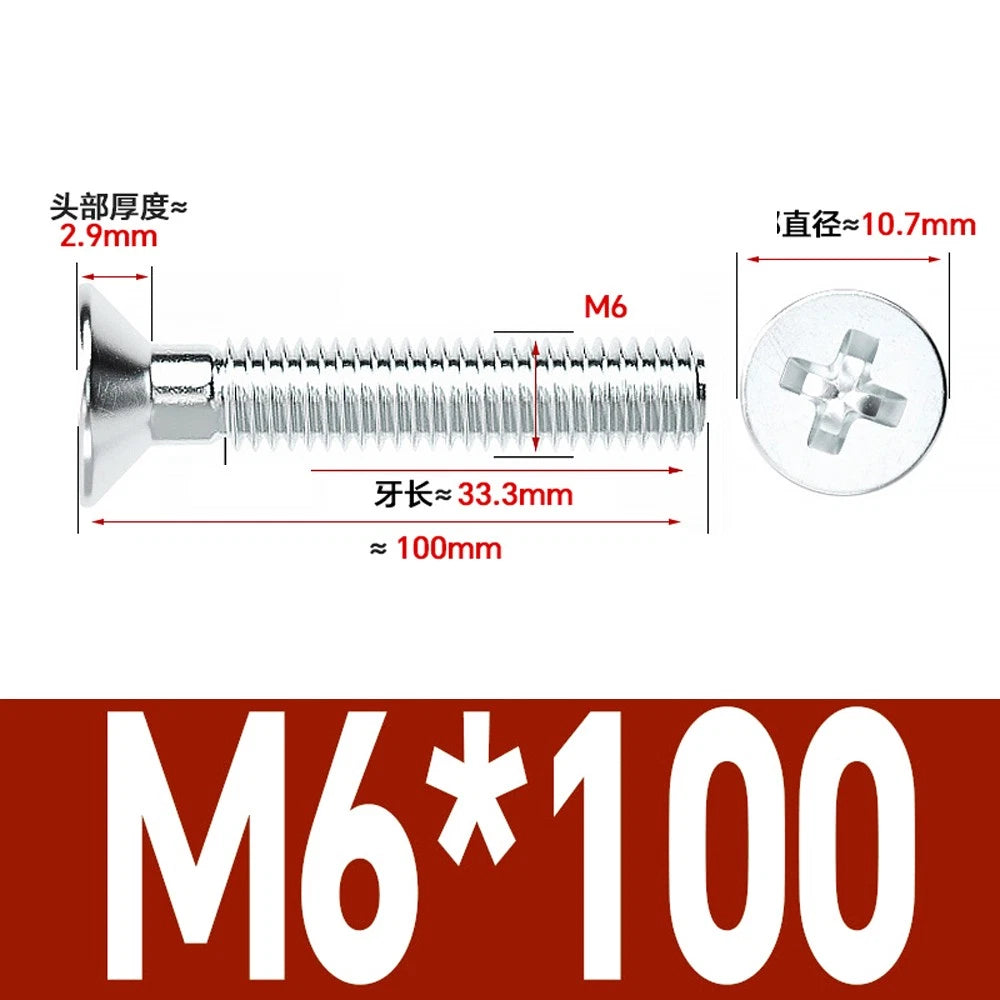 Countersunk Phillips Machine Screws – M2 to M12, White / Colour Zinc Plated, Carbon Steel