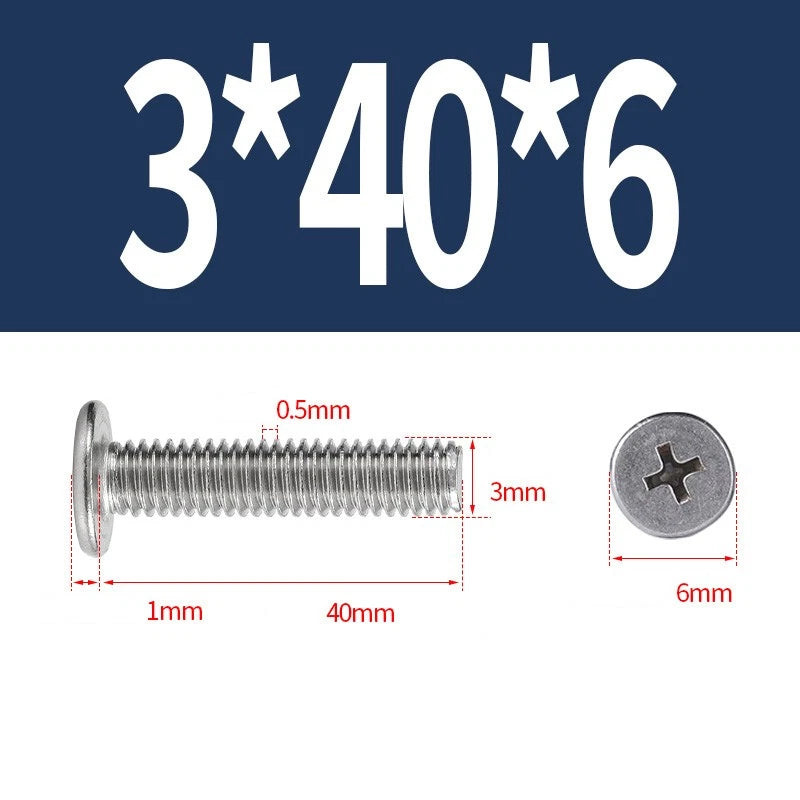 M1–M8 Ultra Thin Flat Head Phillips Machine Screws – A2 Stainless Steel, Fully Threaded