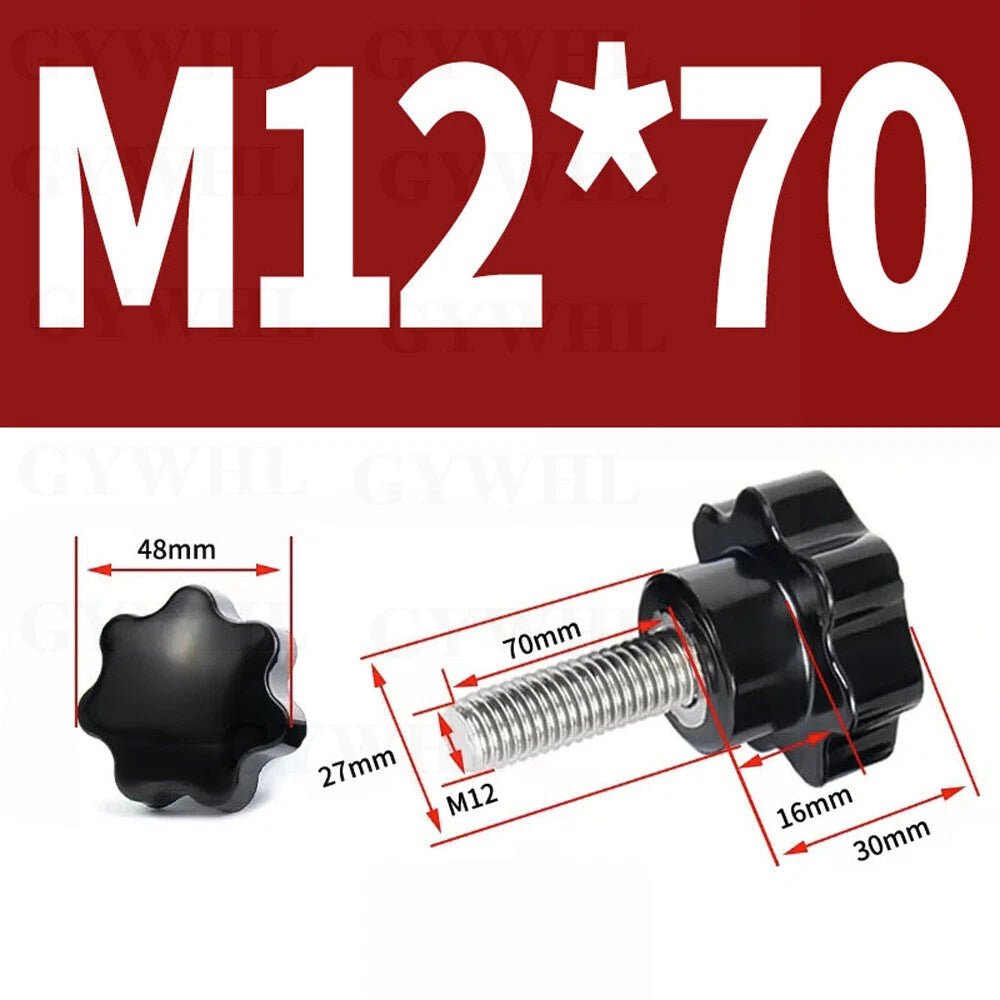 Stainless Thumb Screws Hand Knob Grip Bolts Black Plastic Hexalobular Star Head - HomeDIYer