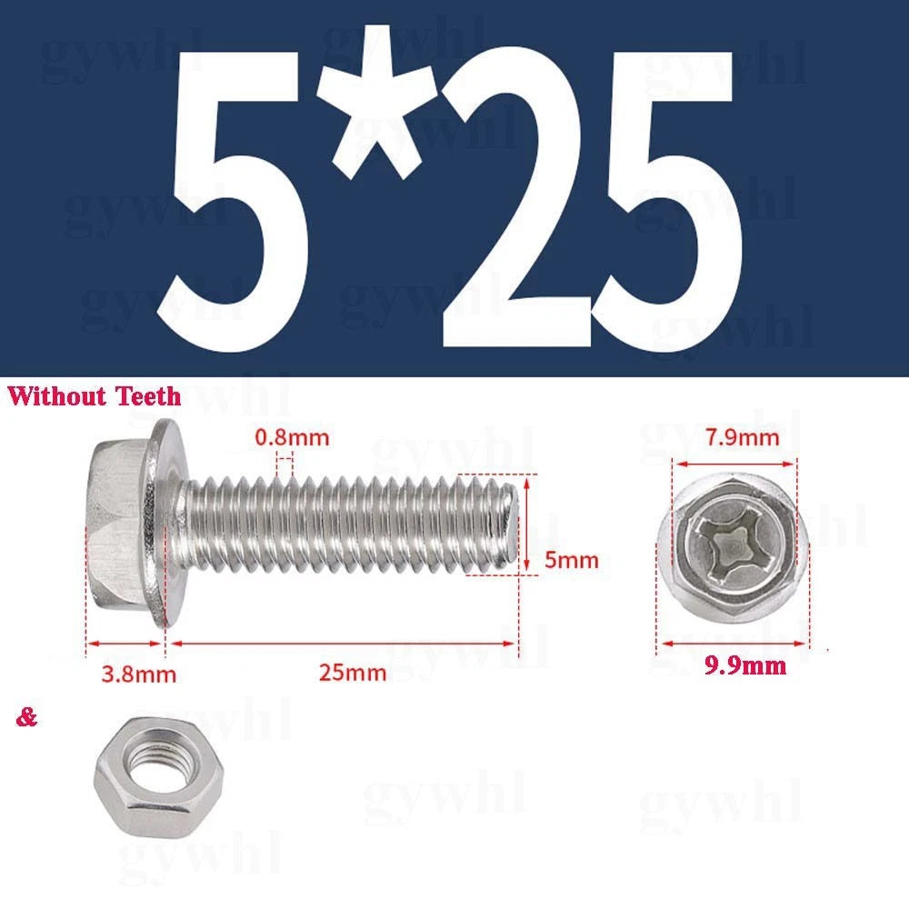 Phillips Hex Flange Bolts with Hex Nuts — Serrated & Smooth, M3–M8