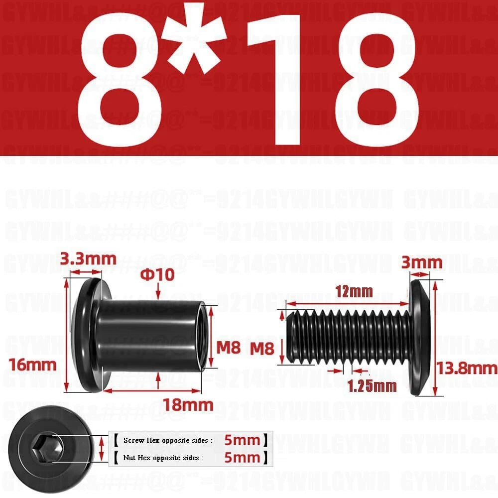 Metric Furniture Connector Bolts with End Cap Nuts — Stainless Steel M2 to M10