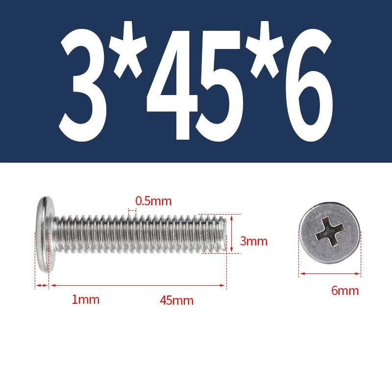 M1–M8 Ultra Thin Flat Head Phillips Machine Screws – A2 Stainless Steel, Fully Threaded
