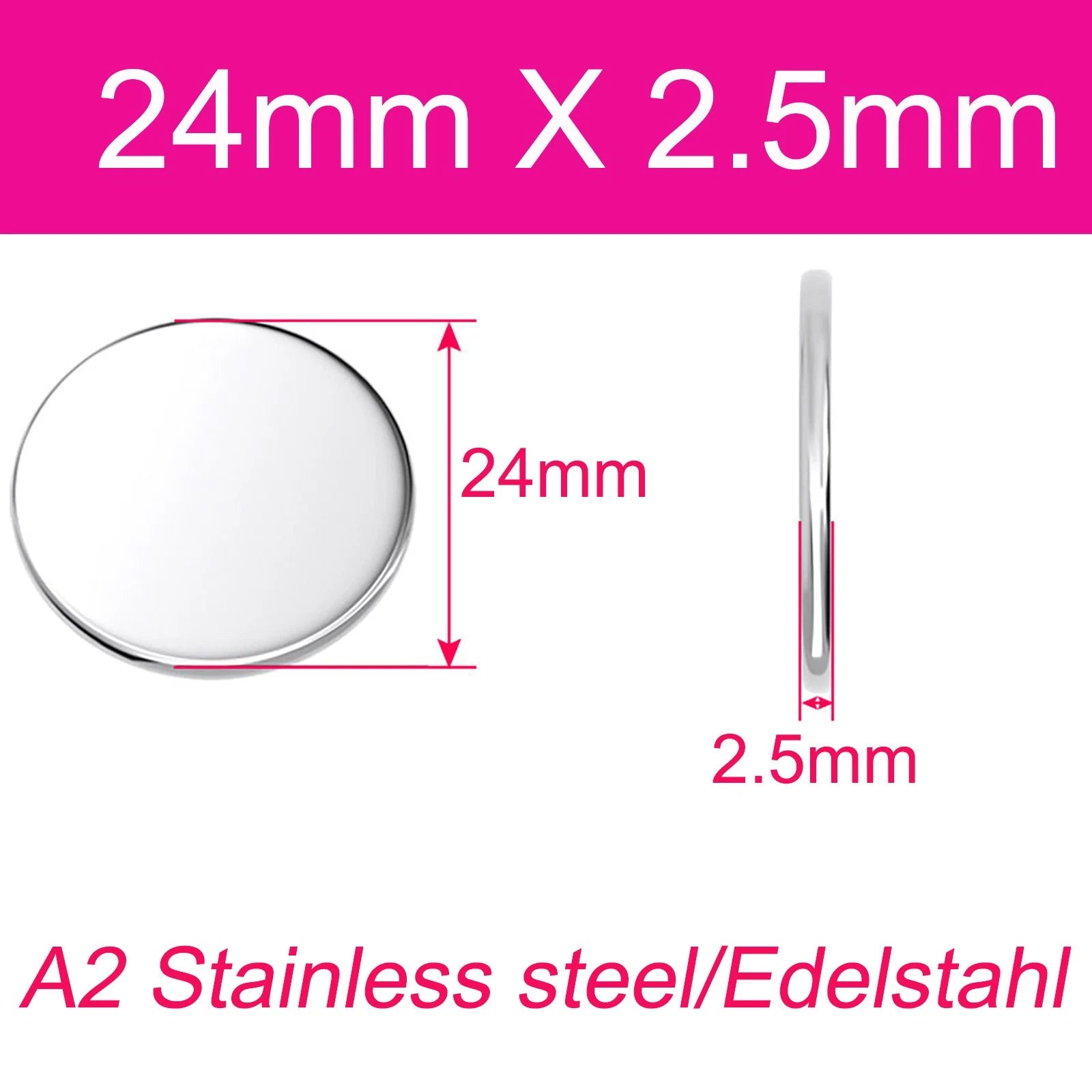 Round Plate A2 Stainless Steel Sheet Plate Thick 1/1.5/2/2.5/3/4/5mm Dia 6-80mm
