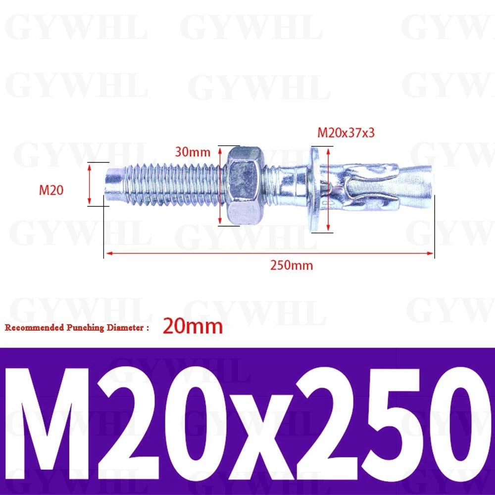 Hex Head Expansion Anchor Bolts — M6 to M20, Stainless Steel A2 & Zinc Plated, Extra Long