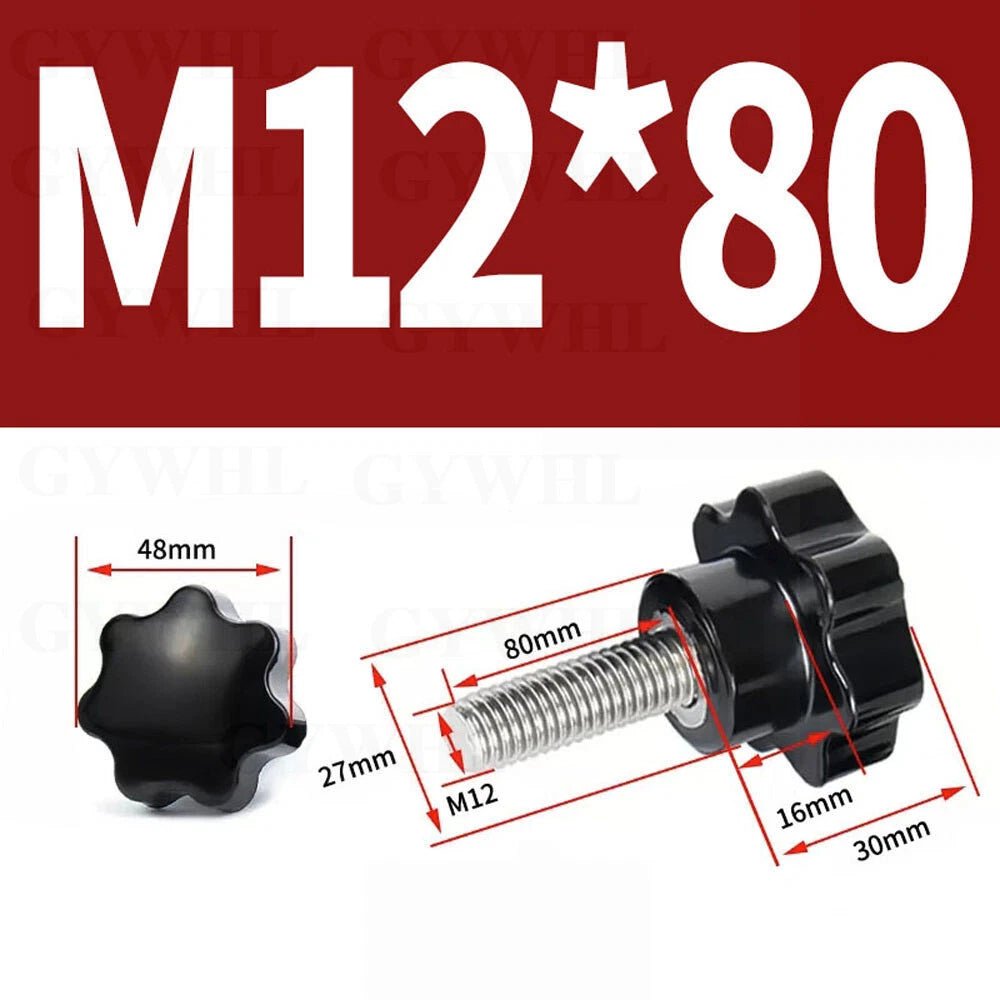 Stainless Thumb Screws Hand Knob Grip Bolts Black Plastic Hexalobular Star Head - HomeDIYer