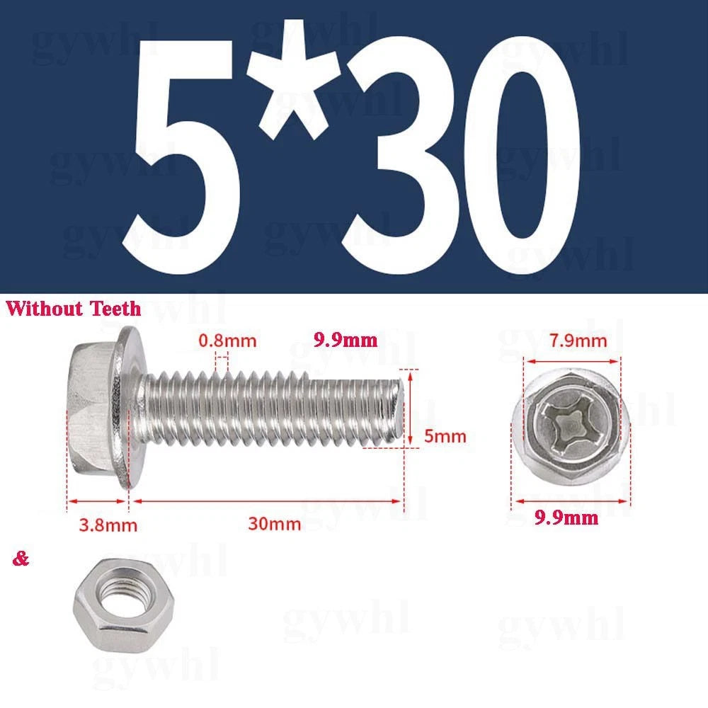 Phillips Hex Flange Bolts with Hex Nuts — Serrated & Smooth, M3–M8
