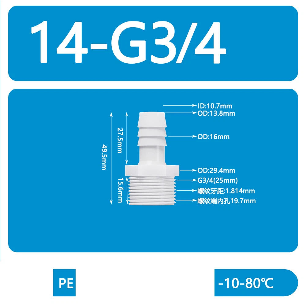 BSP Metric External Thread Straight Barb Connector – Plastic Hose Pipe Fitting