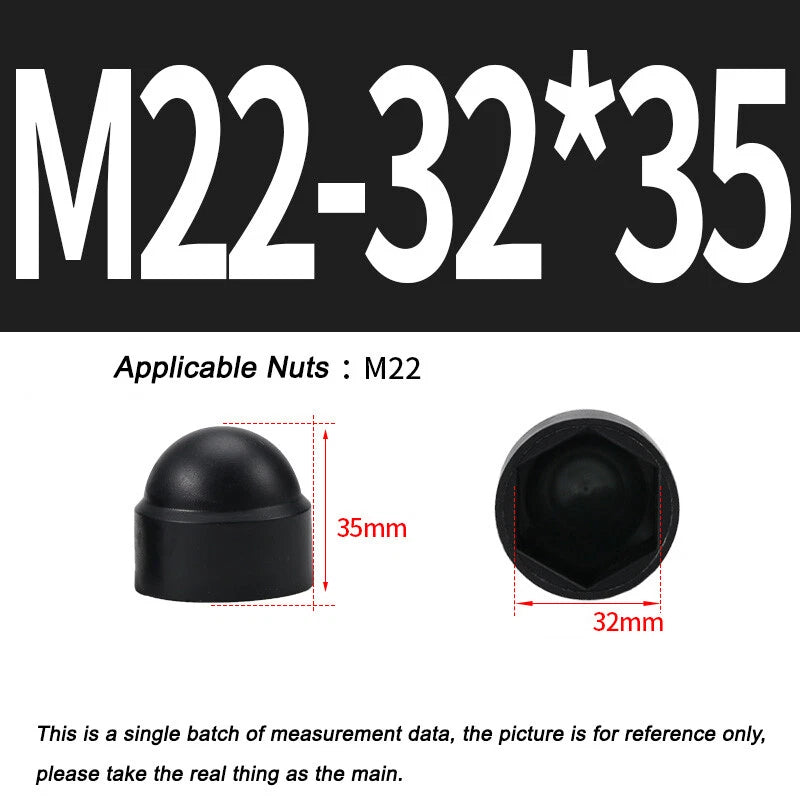Hex Bolt & Nut Protection Caps – Plastic Hexagonal Screw Covers for M4 M5 M6 M8 M10 to M24 (PE, 5-100 Pack)