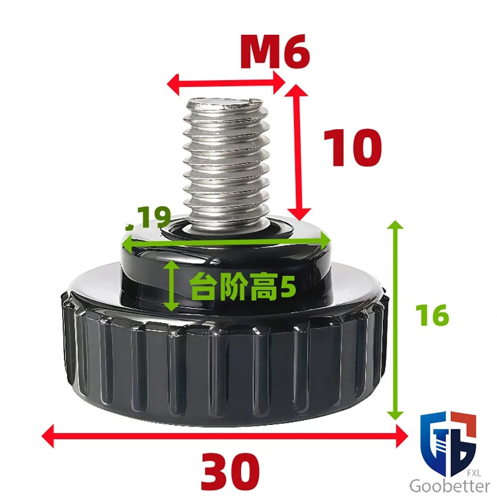 Knurled Thumb Screws with Round Plastic Handle — M3 M4 M5 M6 M8 M10 Clamping Knob Bolts
