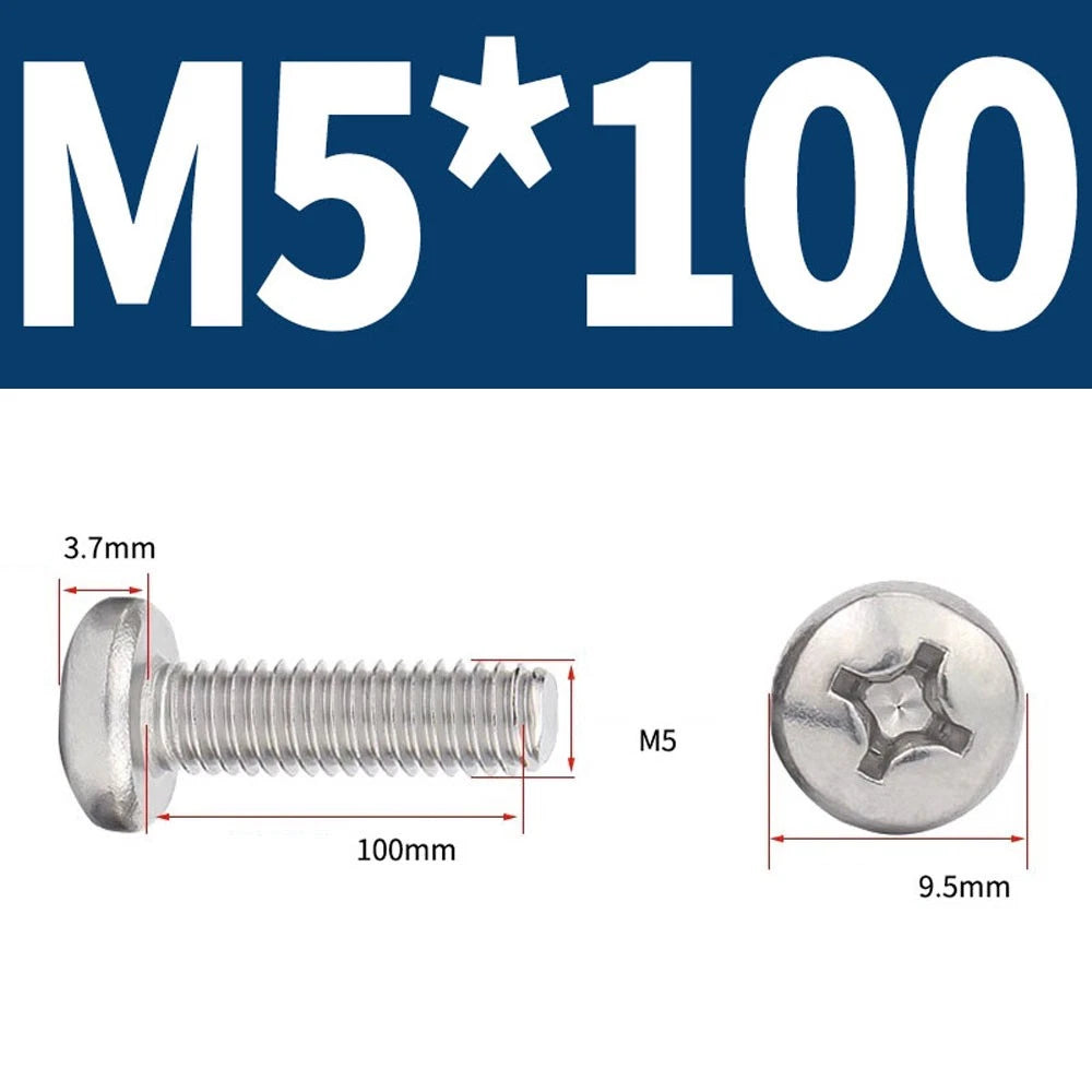 Phillips Pan Head Machine Screws — A4 Marine Grade Stainless Steel, DIN 7985 (M1.6–M10)