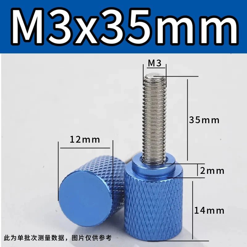 M3 Knurled Thumb Screws – Colored Anodized Aluminum, 6mm to 100mm, 10 Colors - HomeDIYer