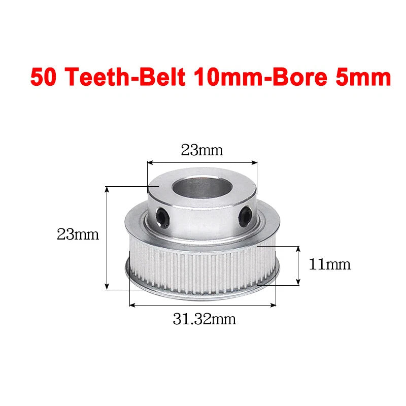2GT Drive Pulley With Step 16 Tooth - 100 Tooth Bore 4mm - 25mm for 10mm Belt