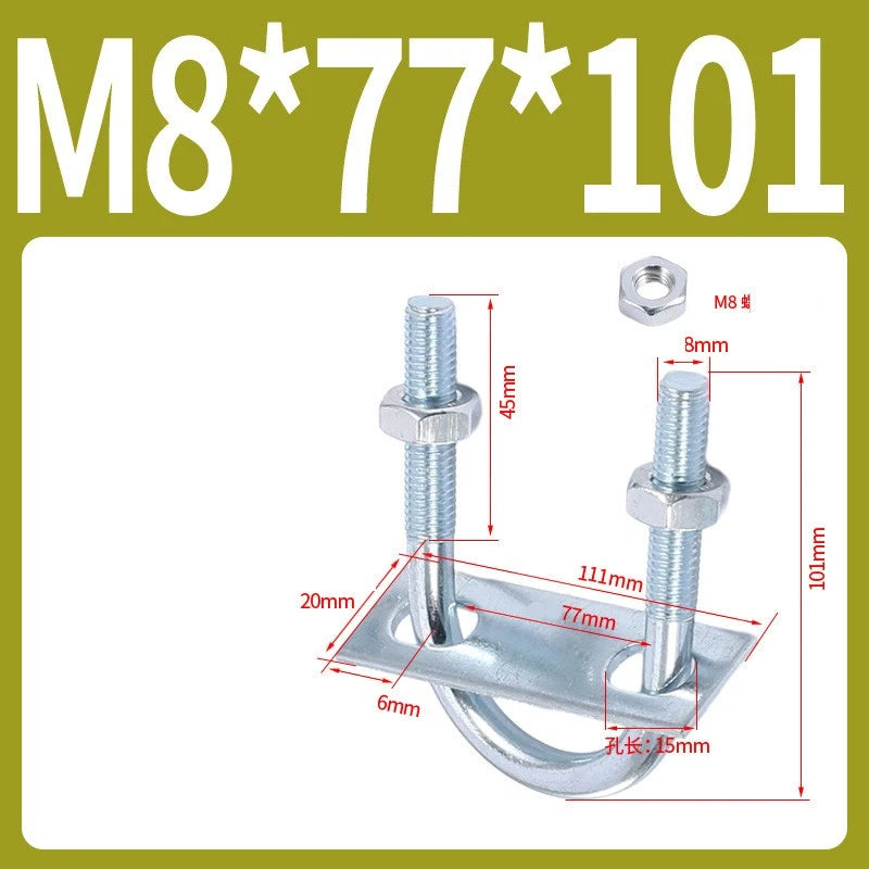 Round U-Bolts Sets Steel 16mm-219mm Inner Width M6 M8 M0 M12 with Nut, Plate