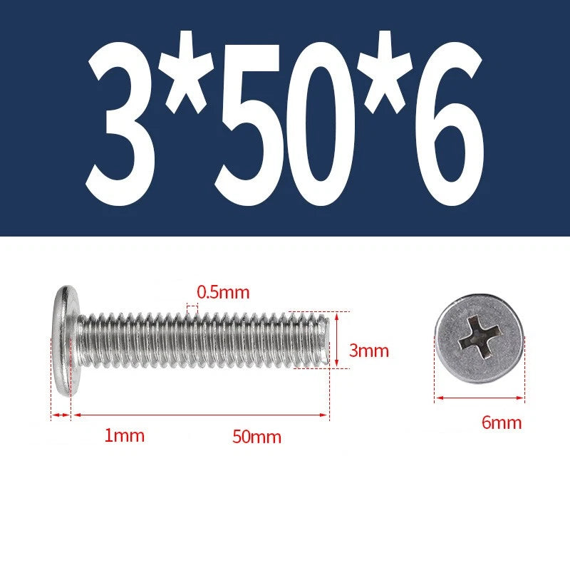 M1–M8 Ultra Thin Flat Head Phillips Machine Screws – A2 Stainless Steel, Fully Threaded