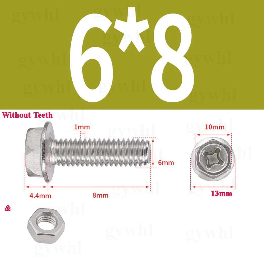 Phillips Hex Flange Bolts with Hex Nuts — Serrated & Smooth, M3–M8