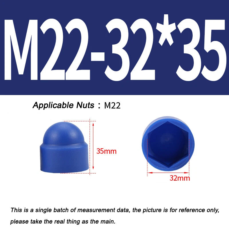Hex Bolt & Nut Protection Caps – Plastic Hexagonal Screw Covers for M4 M5 M6 M8 M10 to M24 (PE, 5-100 Pack)