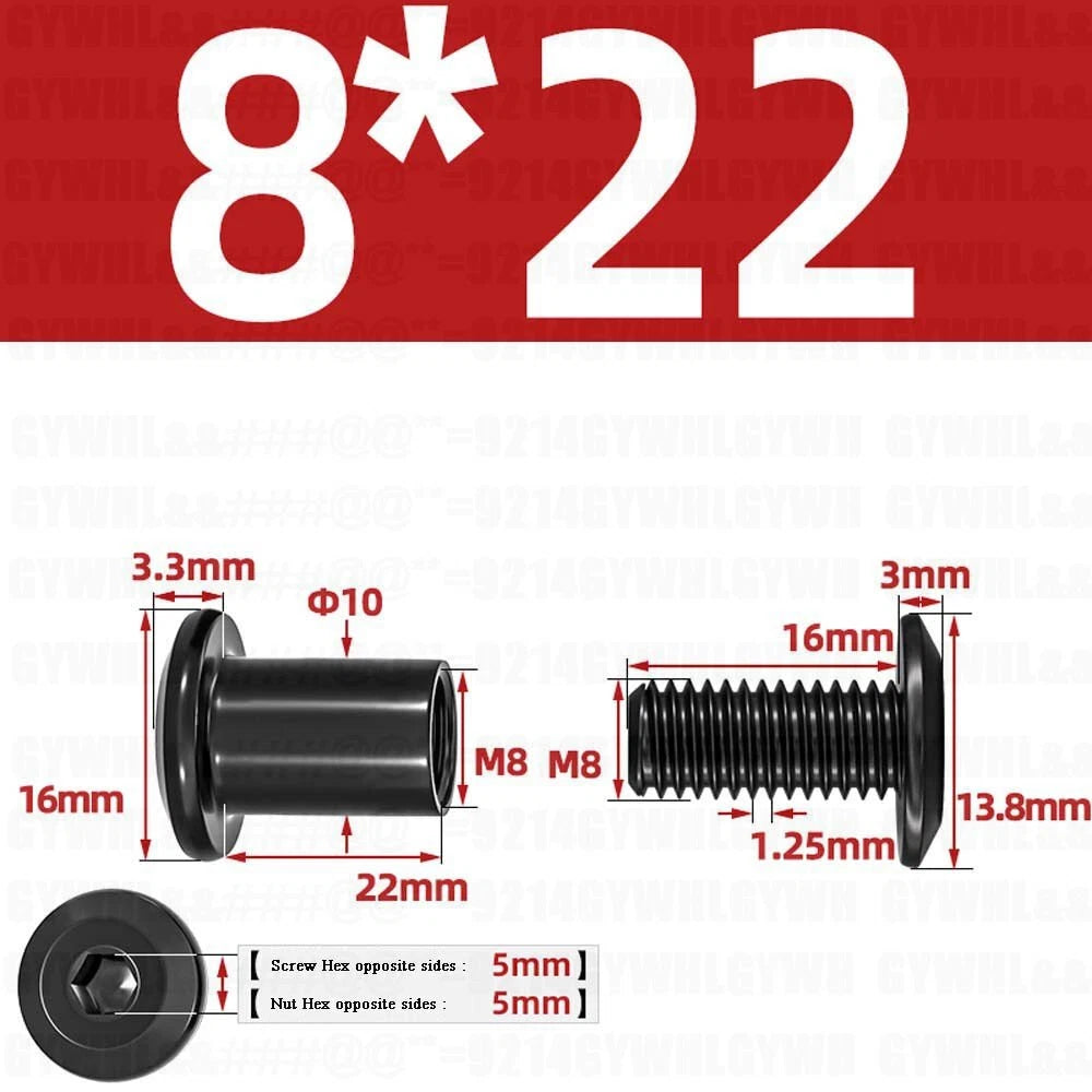 Metric Furniture Connector Bolts with End Cap Nuts — Stainless Steel M2 to M10