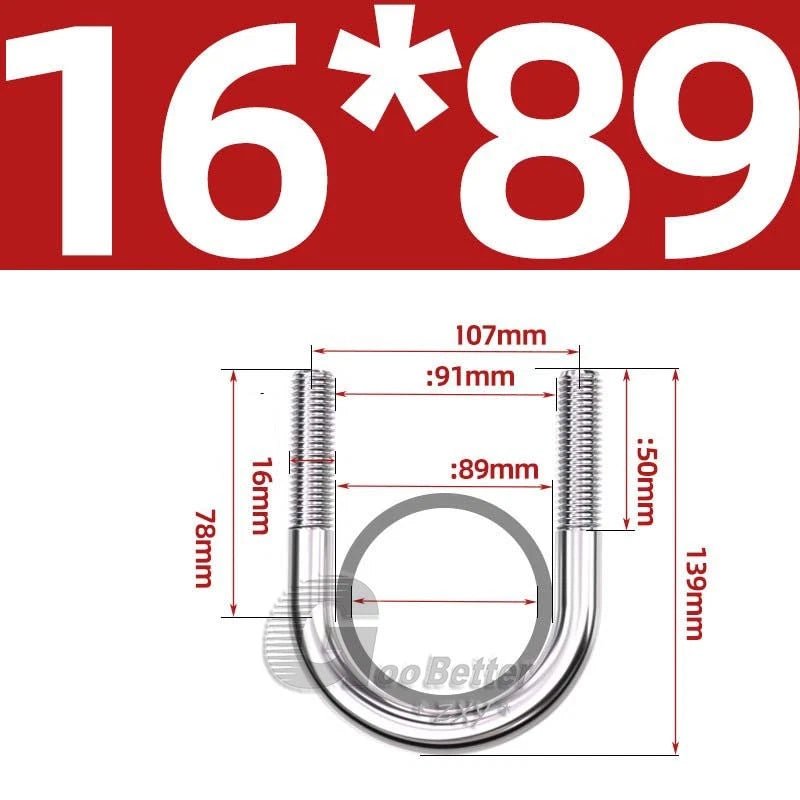 Square U - Bolts Stainless Steel — M6 to M24 | 304 A2 & 316 A4 Marine Grade - HomeDIYer