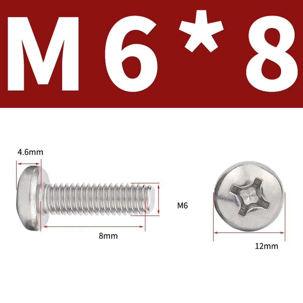 Phillips Pan Head Machine Screws — A4 Marine Grade Stainless Steel, DIN 7985 (M1.6–M10)