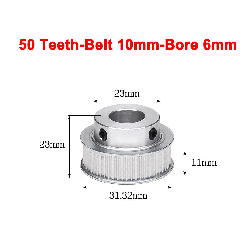 2GT Drive Pulley With Step 16 Tooth - 100 Tooth Bore 4mm - 25mm for 10mm Belt