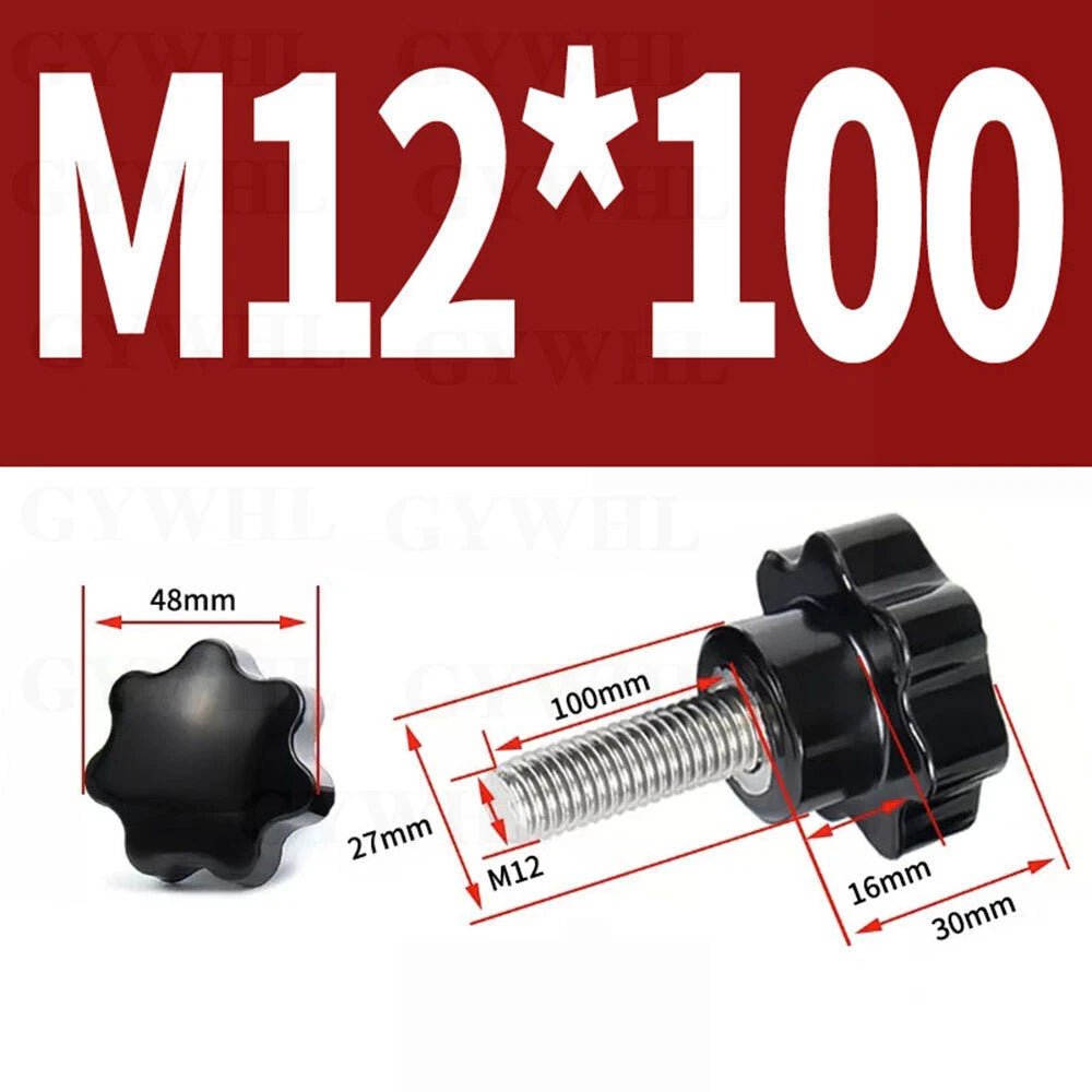 Stainless Thumb Screws Hand Knob Grip Bolts Black Plastic Hexalobular Star Head - HomeDIYer