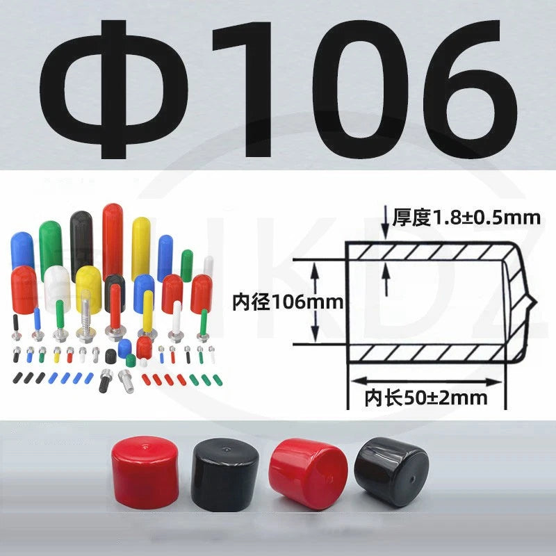 PVC End Caps for Screws, Bolts, Rods, Tubes & Cables – Thread Cover Protector, Rubber Plastic Caps (12-114mm, Multiple Colors)