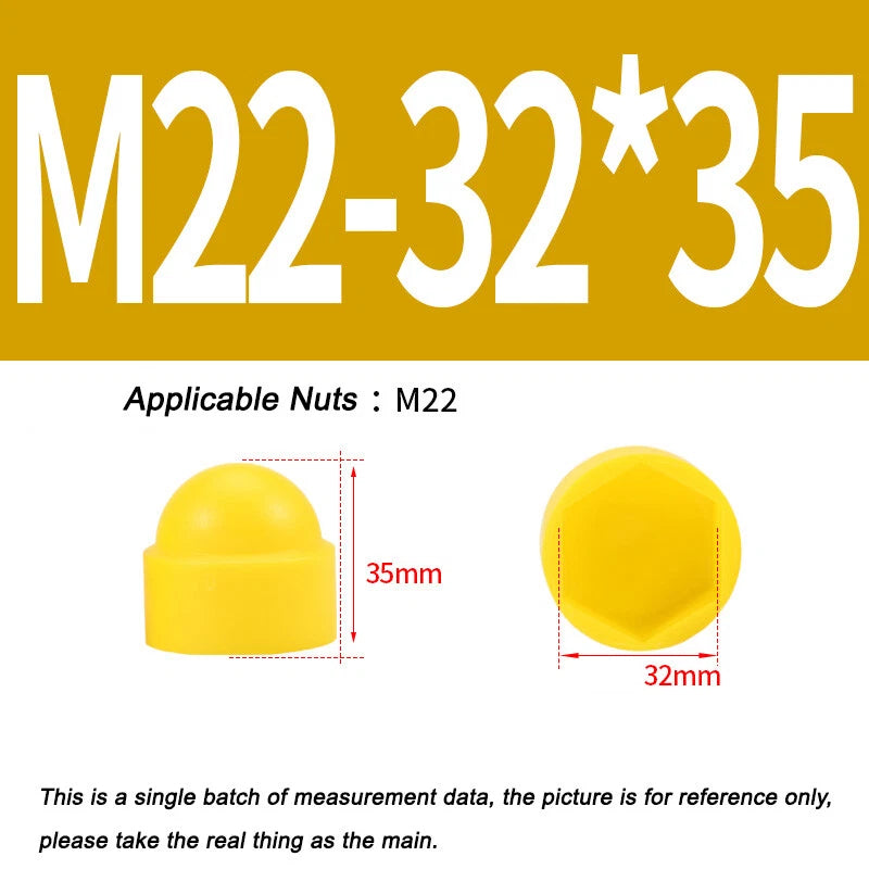 Hex Bolt & Nut Protection Caps – Plastic Hexagonal Screw Covers for M4 M5 M6 M8 M10 to M24 (PE, 5-100 Pack)