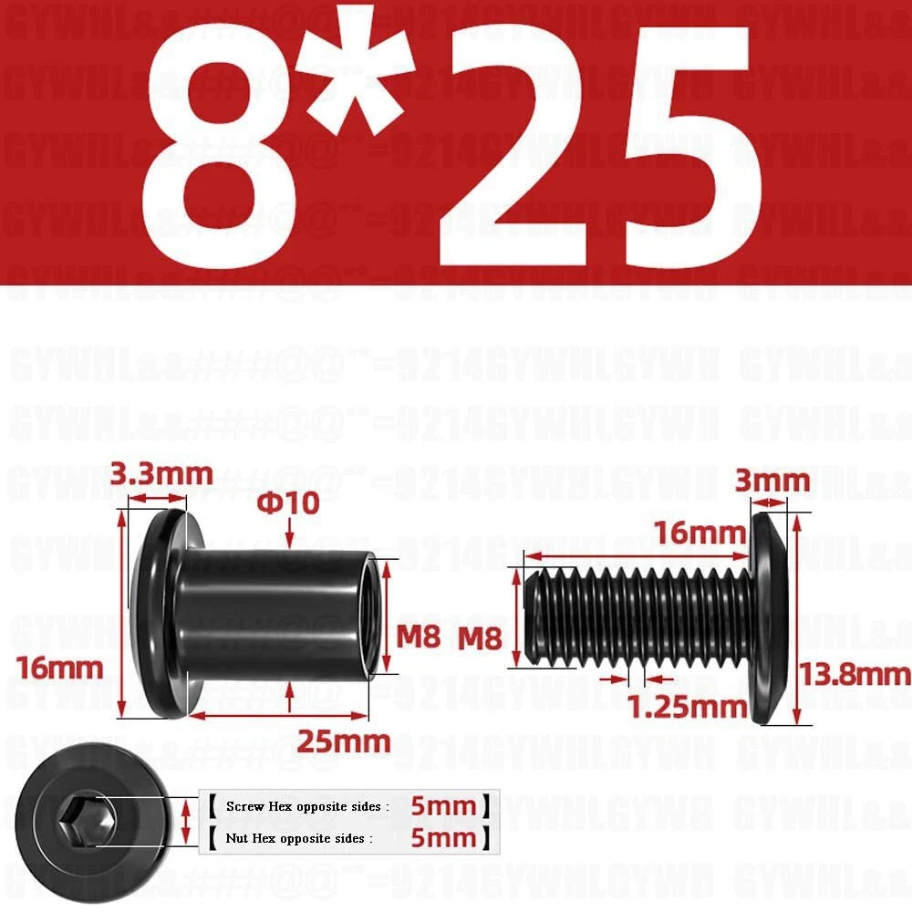 Metric Furniture Connector Bolts with End Cap Nuts — Stainless Steel M2 to M10