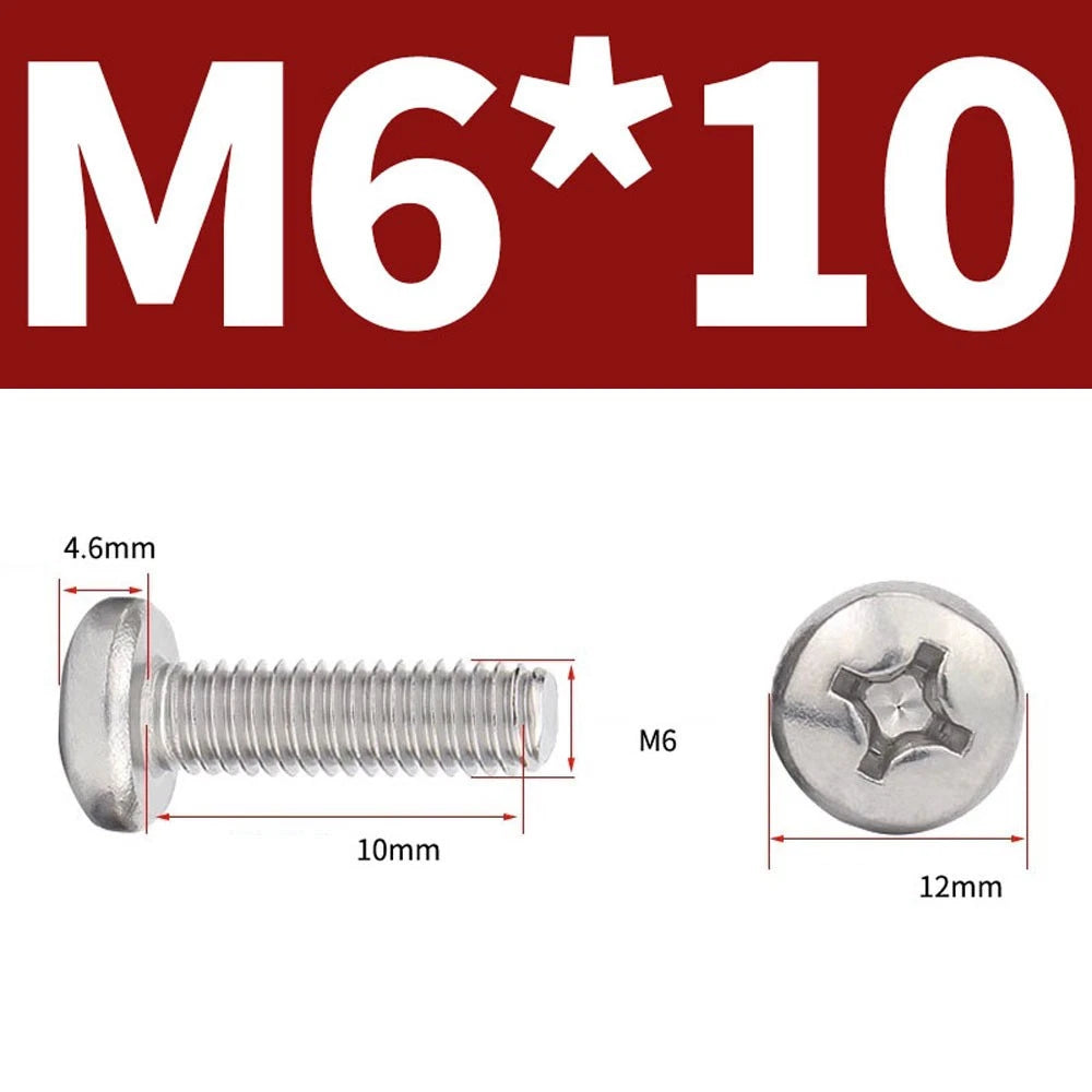 Phillips Pan Head Machine Screws — A4 Marine Grade Stainless Steel, DIN 7985 (M1.6–M10)