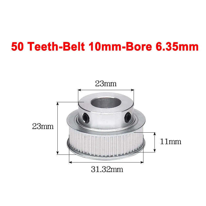2GT Drive Pulley With Step 16 Tooth - 100 Tooth Bore 4mm - 25mm for 10mm Belt