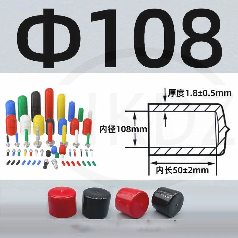 PVC End Caps for Screws, Bolts, Rods, Tubes & Cables – Thread Cover Protector, Rubber Plastic Caps (12-114mm, Multiple Colors)