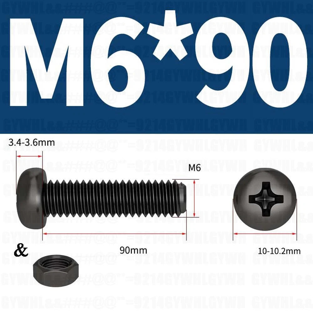 Black Pan Head Phillips Machine Screws + Hex Nuts Set – A2 Stainless Steel, M2 to M10