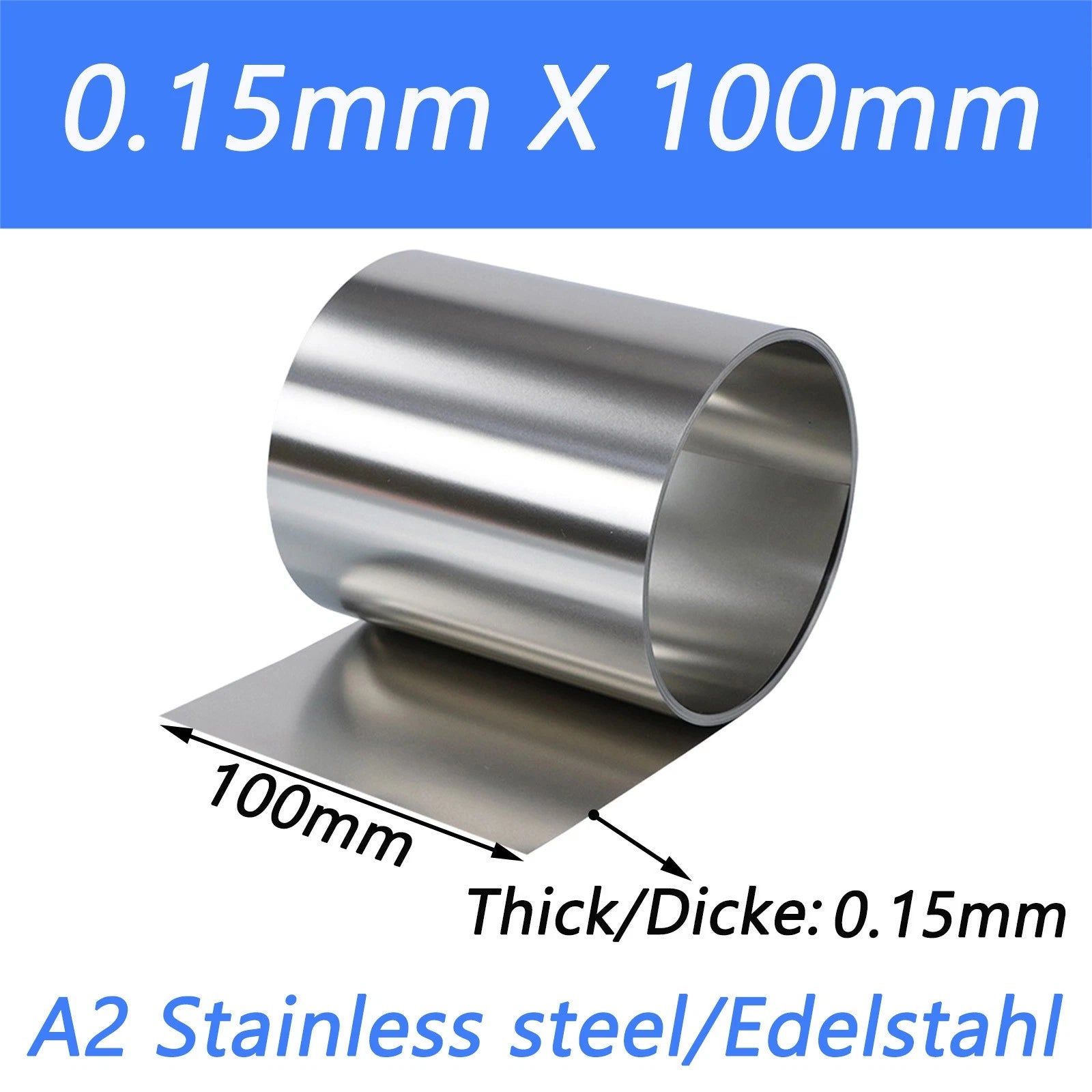 Stainless Steel 304 Thin Foil Strip Sheet | 0.01–1.0mm Thick, 10–400mm Wide