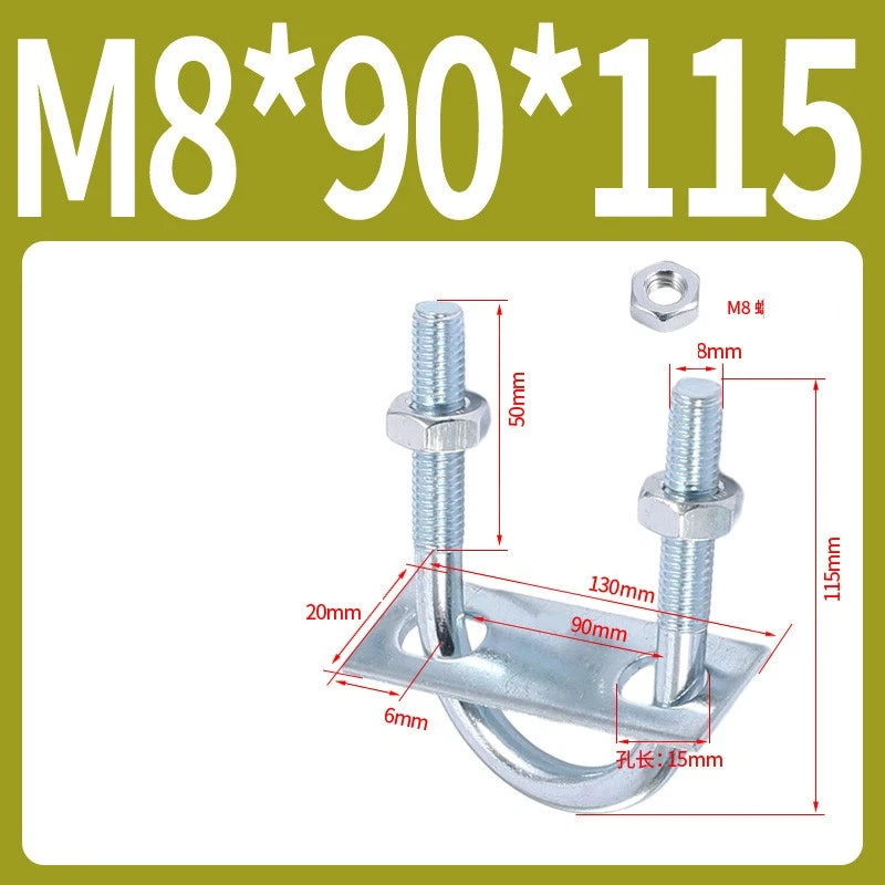 Round U-Bolts Sets Steel 16mm-219mm Inner Width M6 M8 M0 M12 with Nut, Plate