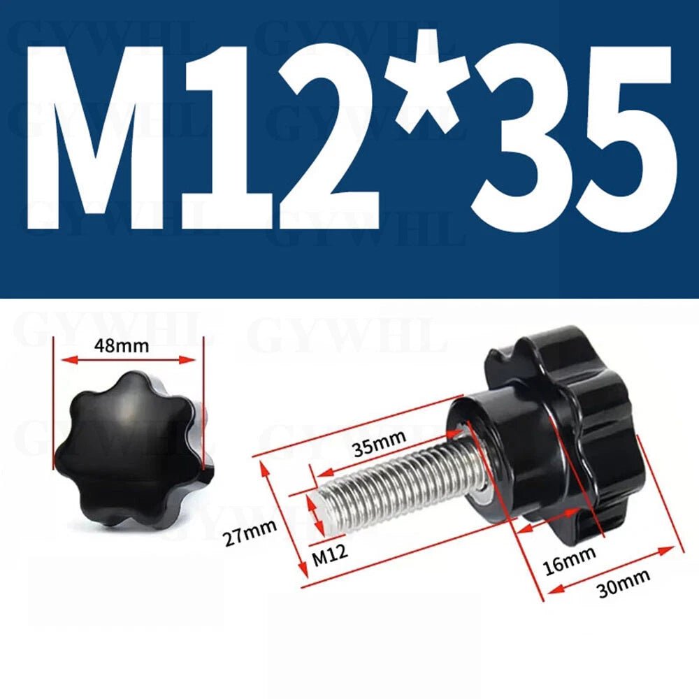 Stainless Thumb Screws Hand Knob Grip Bolts Black Plastic Hexalobular Star Head - HomeDIYer