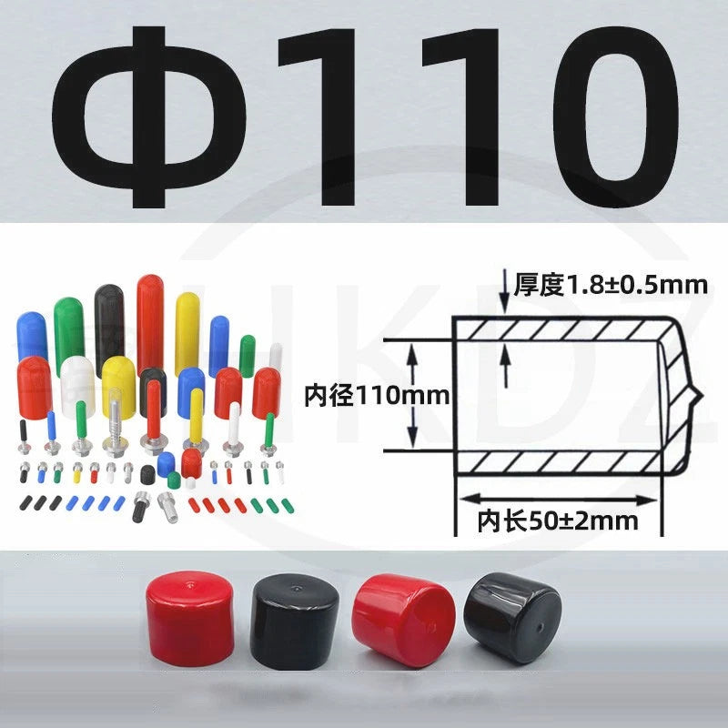 PVC End Caps for Screws, Bolts, Rods, Tubes & Cables – Thread Cover Protector, Rubber Plastic Caps (12-114mm, Multiple Colors)