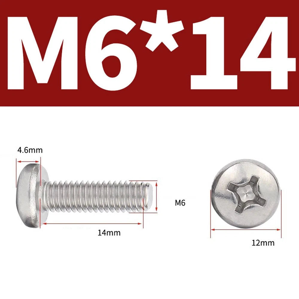 Phillips Pan Head Machine Screws — A4 Marine Grade Stainless Steel, DIN 7985 (M1.6–M10)