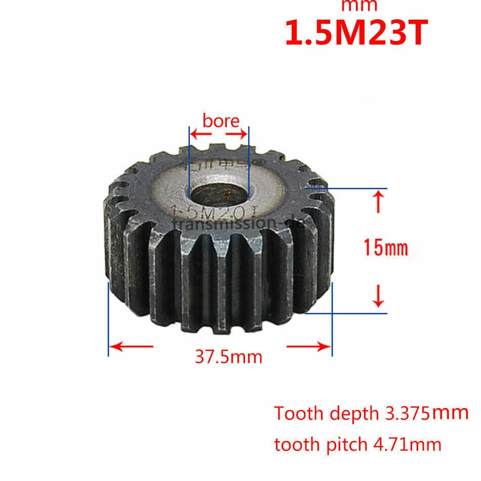 1/1.5 Mod 12T-150T Spur Gear 45# Steel Pinion Gear Thickness 1M-10mm 1.5M-15mm