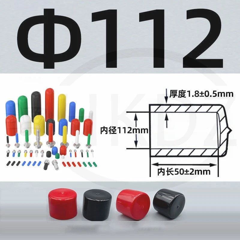 PVC End Caps for Screws, Bolts, Rods, Tubes & Cables – Thread Cover Protector, Rubber Plastic Caps (12-114mm, Multiple Colors)