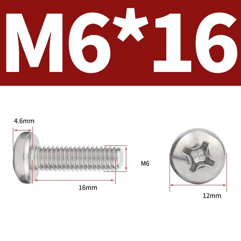 Phillips Pan Head Machine Screws — A4 Marine Grade Stainless Steel, DIN 7985 (M1.6–M10)