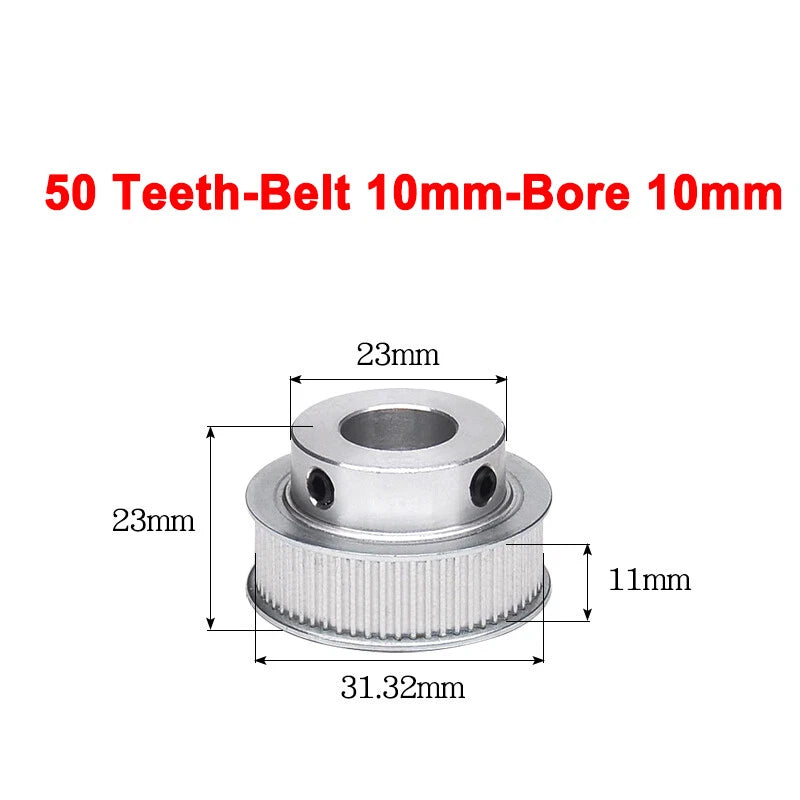 2GT Drive Pulley With Step 16 Tooth - 100 Tooth Bore 4mm - 25mm for 10mm Belt