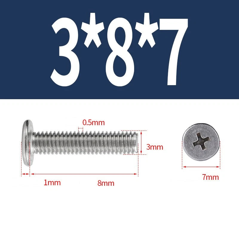 M1–M8 Ultra Thin Flat Head Phillips Machine Screws – A2 Stainless Steel, Fully Threaded