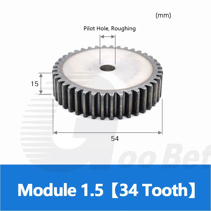 Mod 1 1.5 2 2.5 3 4 5 Spur Gear C45 Steel 12 Tooth - 160 Tooth Motor Pinion Flat