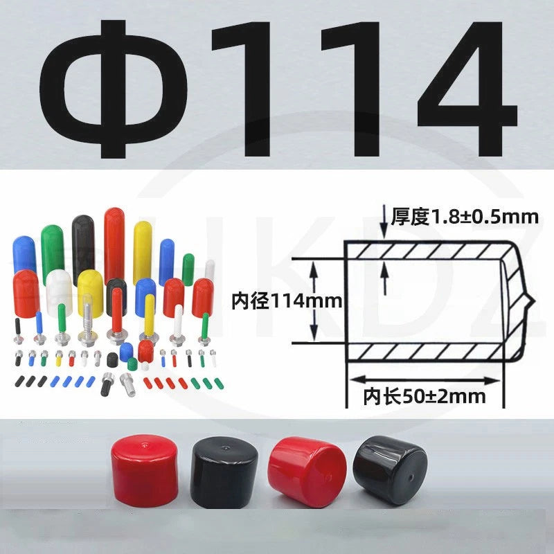 PVC End Caps for Screws, Bolts, Rods, Tubes & Cables – Thread Cover Protector, Rubber Plastic Caps (12-114mm, Multiple Colors)