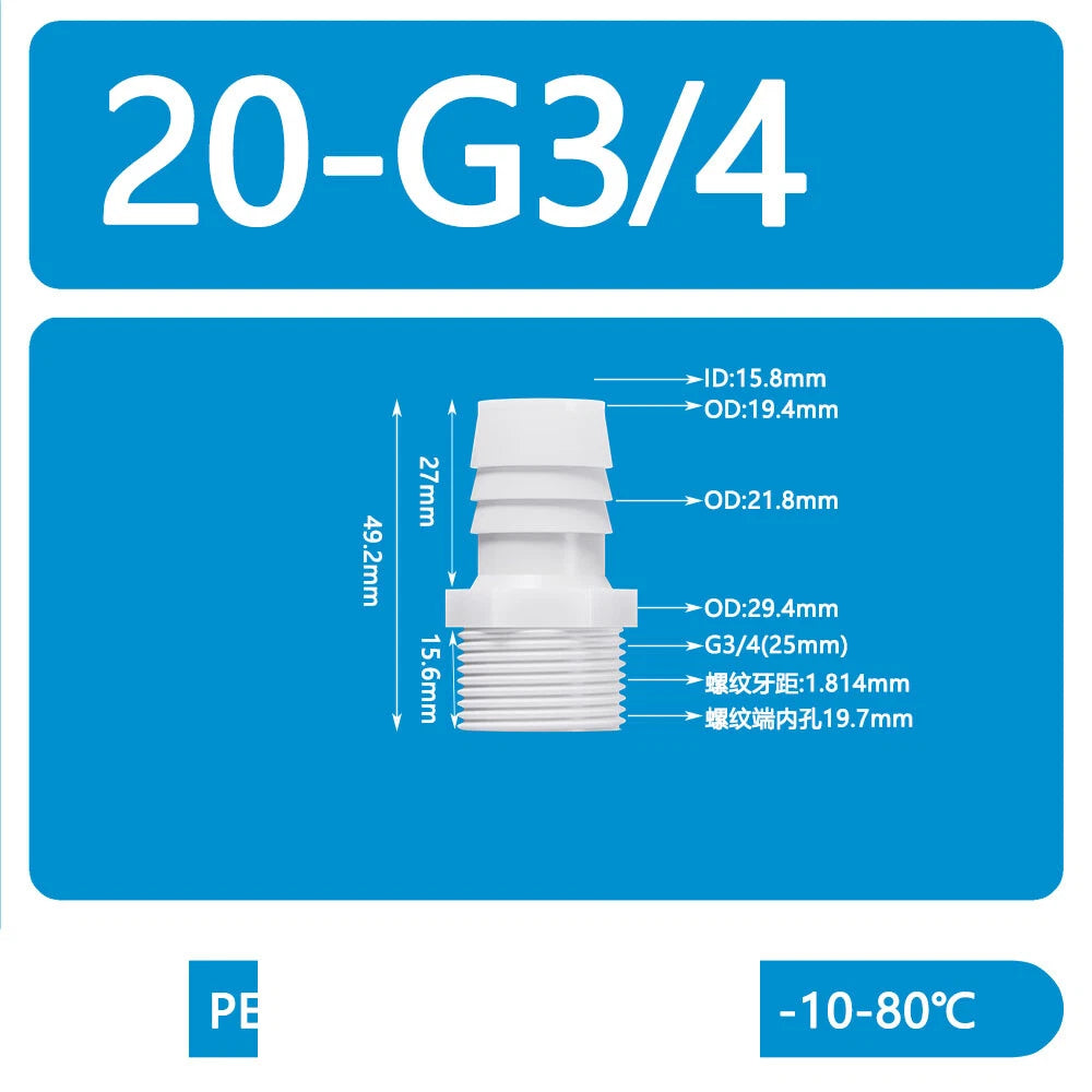 BSP Metric External Thread Straight Barb Connector – Plastic Hose Pipe Fitting