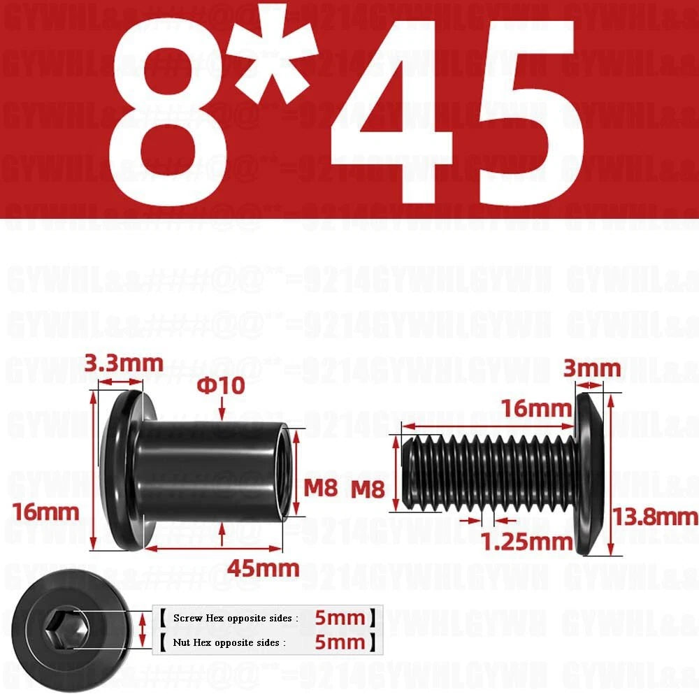 Metric Furniture Connector Bolts with End Cap Nuts — Stainless Steel M2 to M10