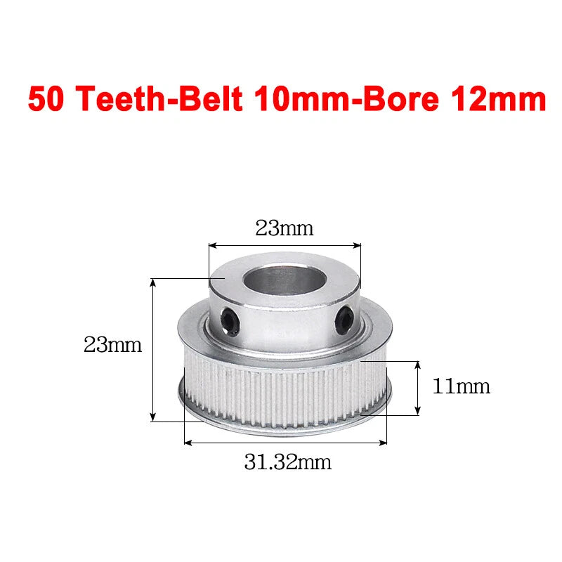 2GT Drive Pulley With Step 16 Tooth - 100 Tooth Bore 4mm - 25mm for 10mm Belt