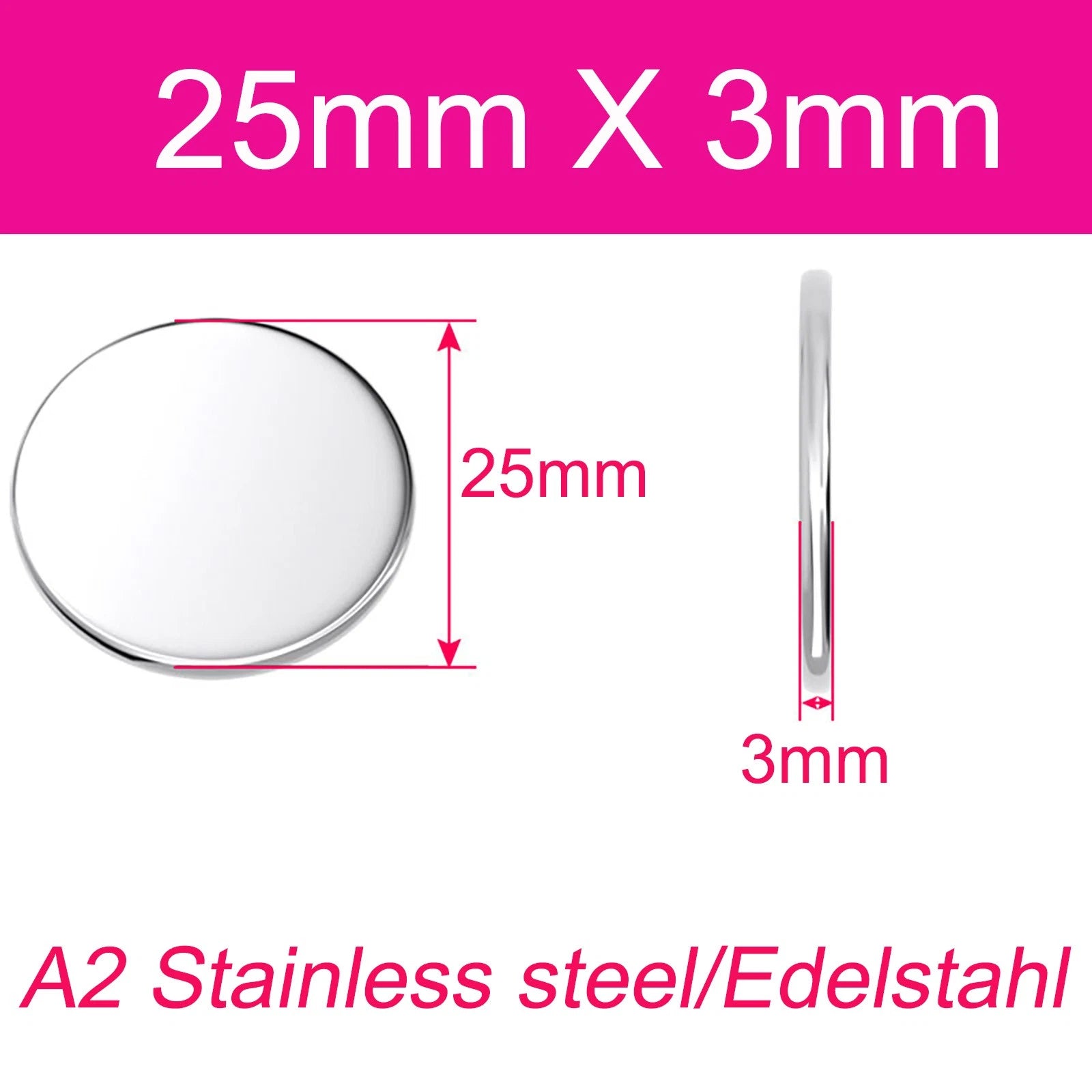 Round Plate A2 Stainless Steel Sheet Plate Thick 1/1.5/2/2.5/3/4/5mm Dia 6-80mm